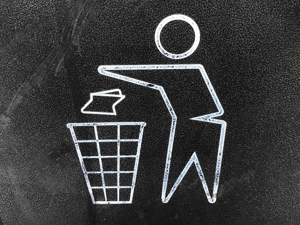 Waste bin image on a chalkboard